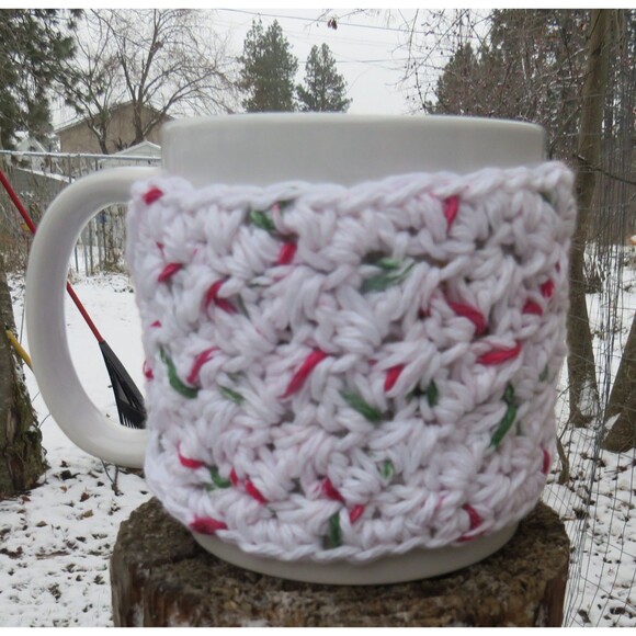 Crocheted Cup Cozy Handmade Coffee Mug or Tea Warmer - Picture 3 of 4